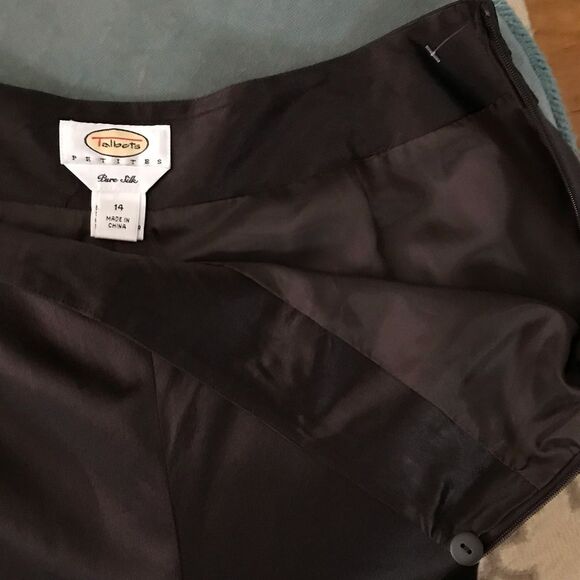 Talbots Womens Sz 14P Brown 100% Silk Trouser Pants Business Office Dress Career - Picture 3 of 4